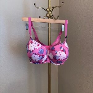 38DDD Pink Floral Full-Coverage Underwire Bra